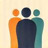 Icon of multiple people connected by lines, representing group wellness