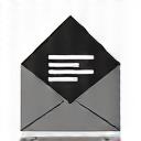 Stylized icon of an open envelope with a letter inside
