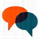Stylized icon of two speech bubbles indicating live chat