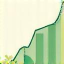 Graph showing decreasing stress hormone levels over time, surrounded by green leaves.