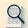 Icon of a magnifying glass over a document, representing content collaboration