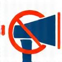 No marketing symbol with a circle and diagonal line over a megaphone