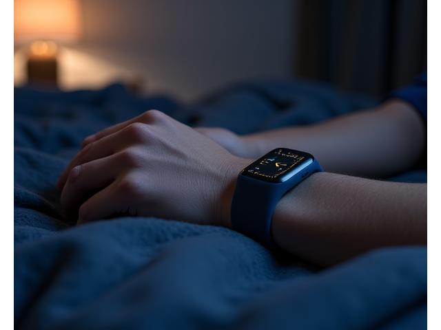Close-up of a Whoop Strap on a wrist during sleep, illustrating its comfort and continuous monitoring capabilities.