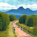 Scenic view of Boulder, Colorado, with Flatirons mountains in the background and a community park in the foreground.